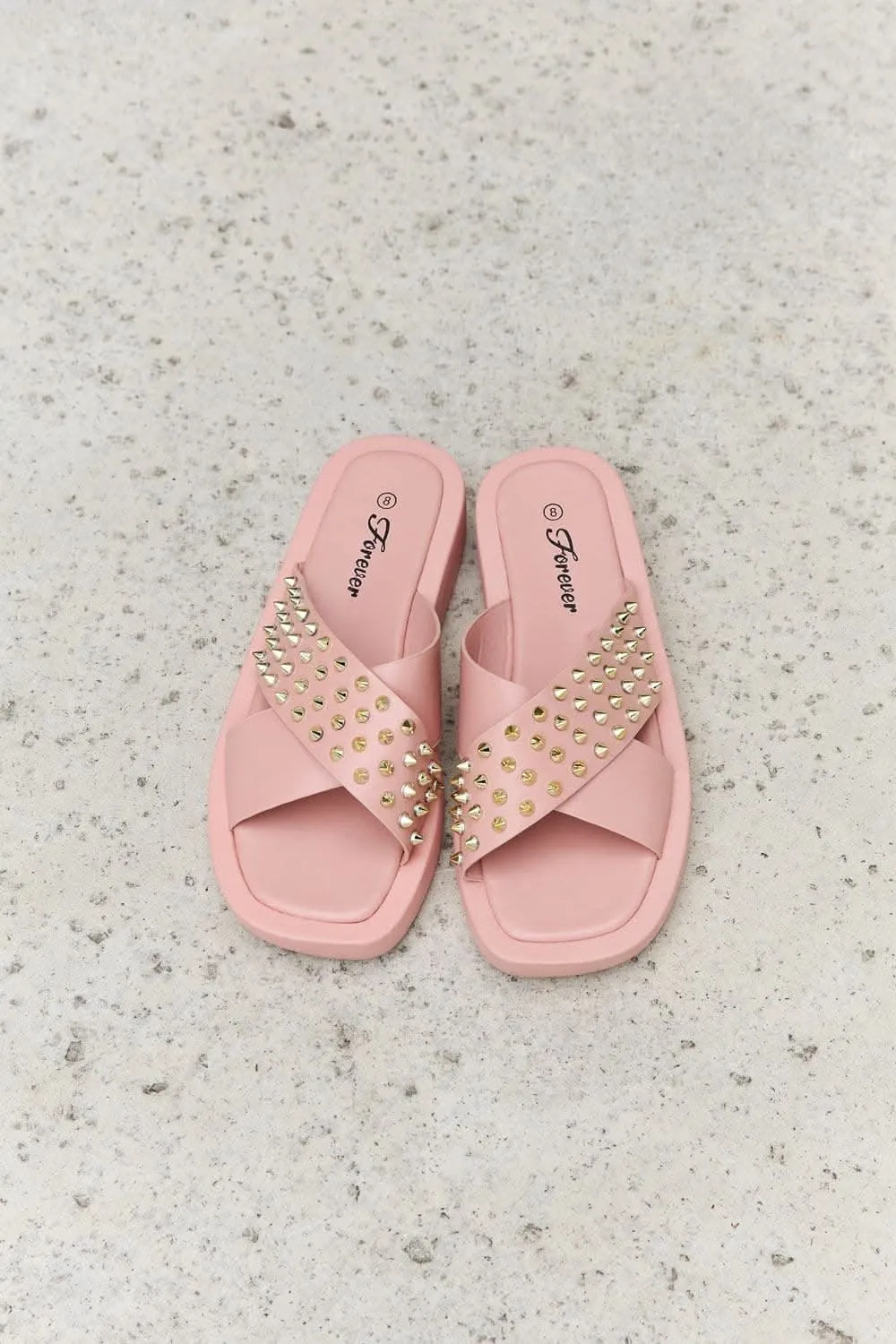 Blush studded cross strap sandals