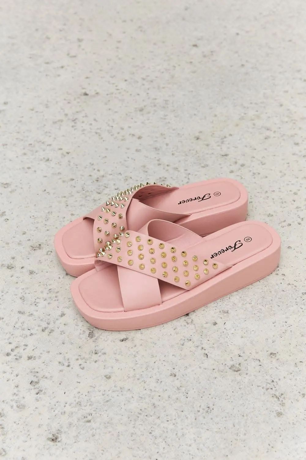Blush studded cross strap sandals