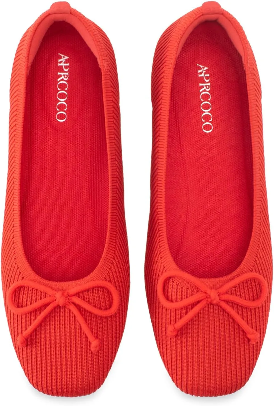 Flats for Women Bowknot Ballet Knit Foldable Flat Square Toe Comfort Light Shoes Office Low Top Flats