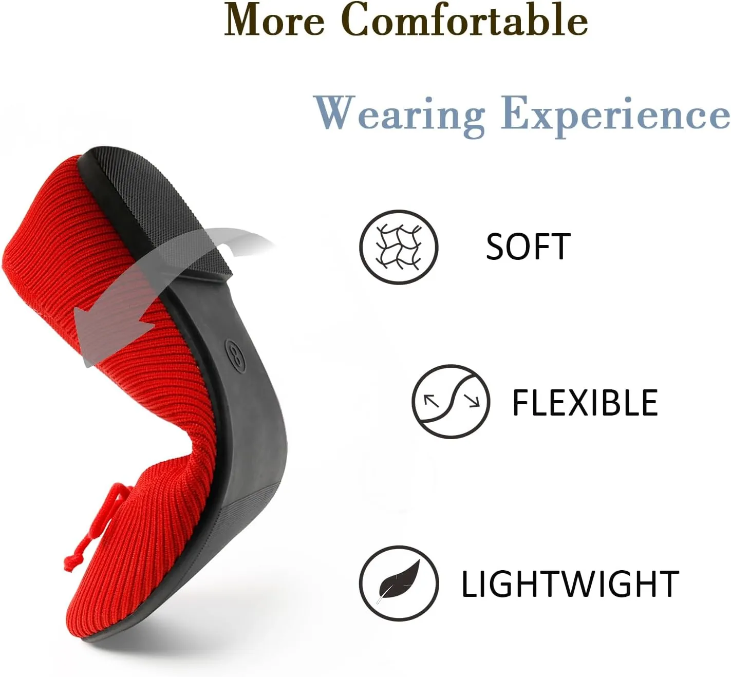 Flats for Women Bowknot Ballet Knit Foldable Flat Square Toe Comfort Light Shoes Office Low Top Flats