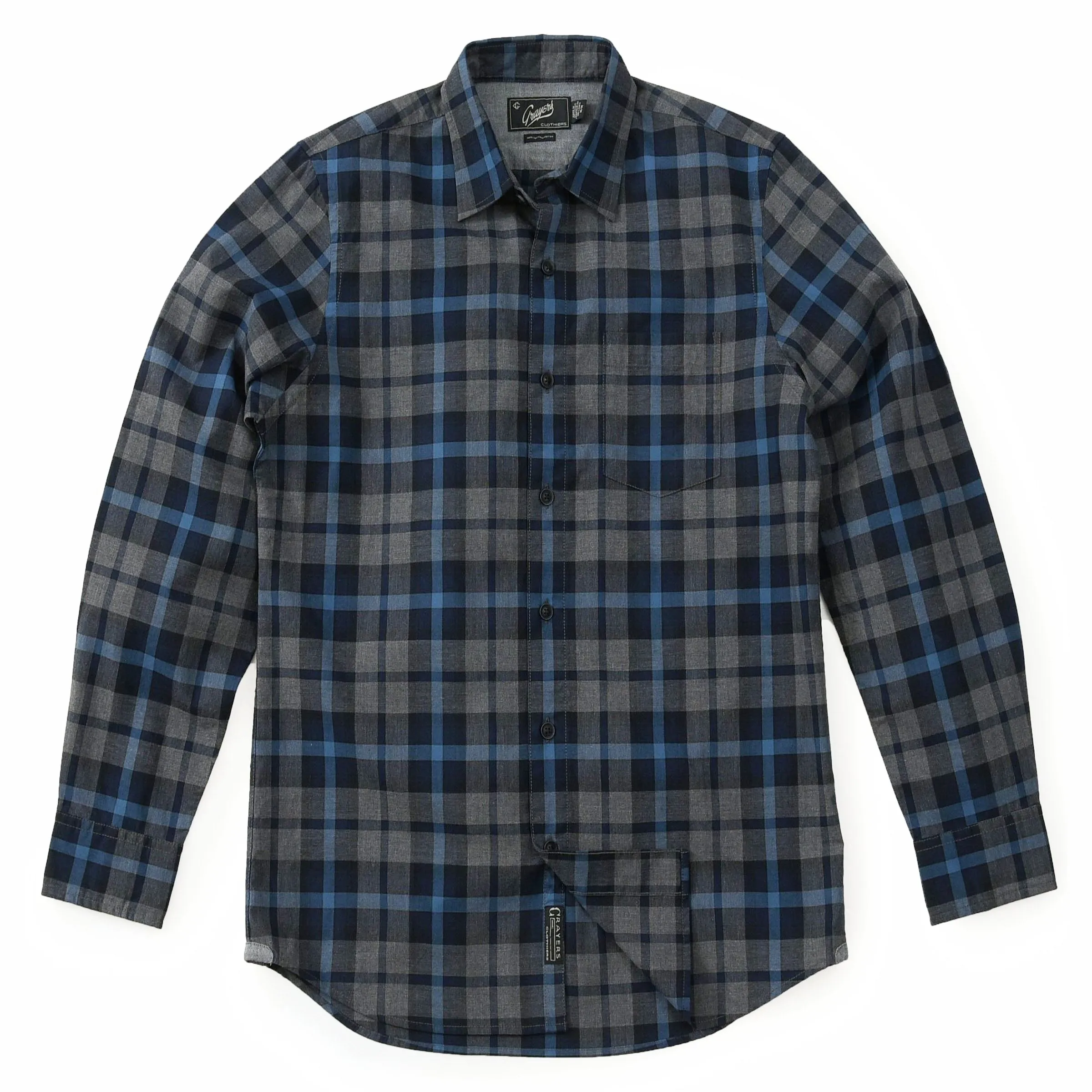 Heath Heather Poplin Shirt - Gray Navy Blue (Final Sale)*