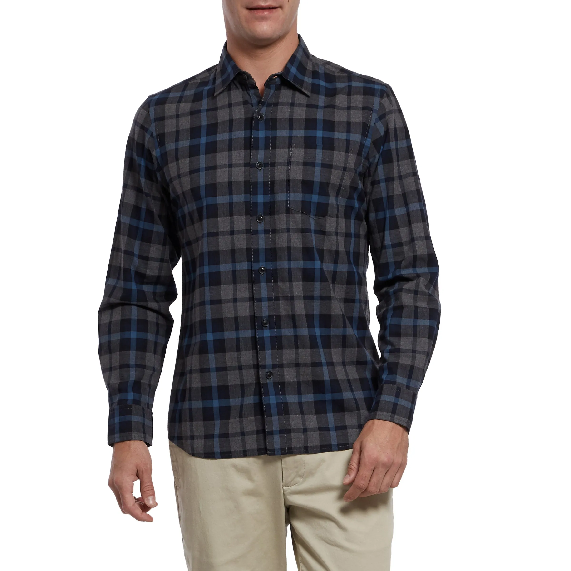 Heath Heather Poplin Shirt - Gray Navy Blue (Final Sale)*