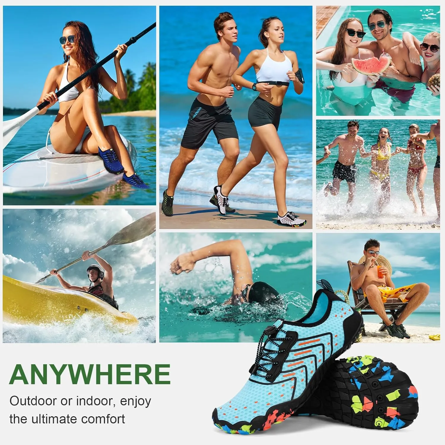 Hike Barefoot Water Shoes Women Men Footwear Wide Toe Quick-Dry Pro Barefoot Swim Beach Breathable Grounding Shoes Non-Slip Aqua Socks Shoe for Pool Walking Kayaking Hiking Surfing