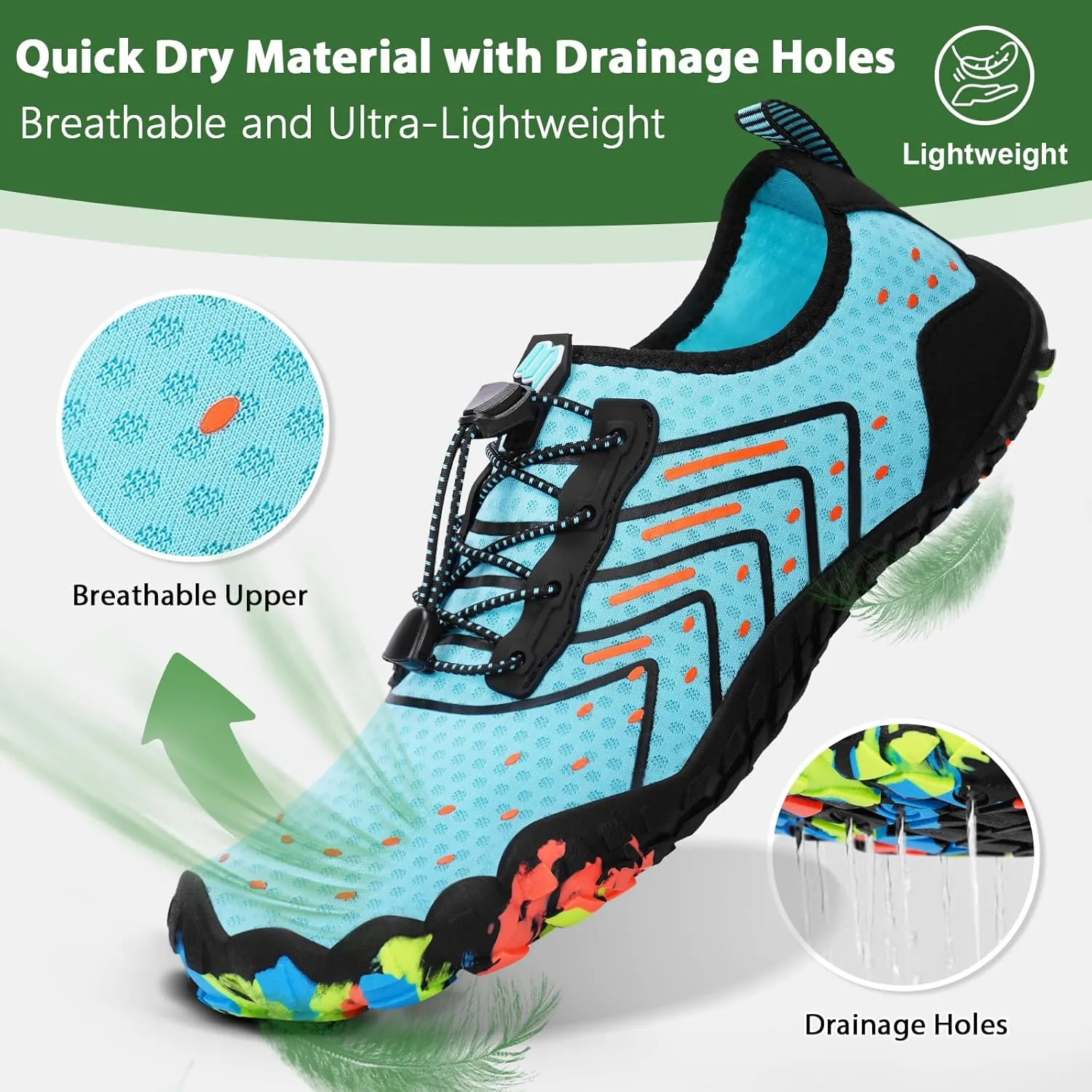 Hike Barefoot Water Shoes Women Men Footwear Wide Toe Quick-Dry Pro Barefoot Swim Beach Breathable Grounding Shoes Non-Slip Aqua Socks Shoe for Pool Walking Kayaking Hiking Surfing