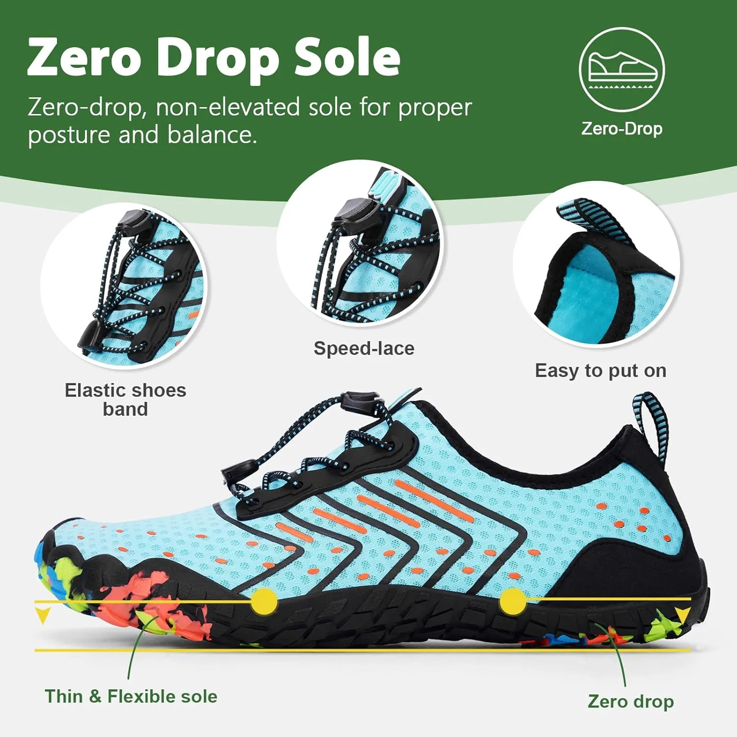 Hike Barefoot Water Shoes Women Men Footwear Wide Toe Quick-Dry Pro Barefoot Swim Beach Breathable Grounding Shoes Non-Slip Aqua Socks Shoe for Pool Walking Kayaking Hiking Surfing