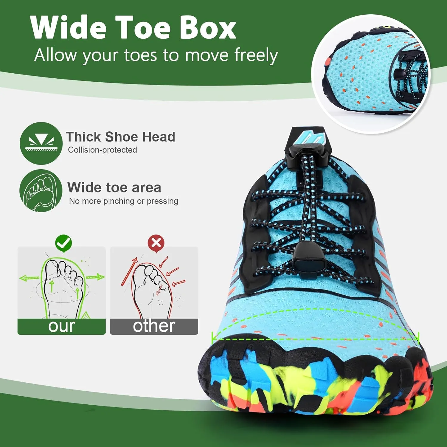 Hike Barefoot Water Shoes Women Men Footwear Wide Toe Quick-Dry Pro Barefoot Swim Beach Breathable Grounding Shoes Non-Slip Aqua Socks Shoe for Pool Walking Kayaking Hiking Surfing