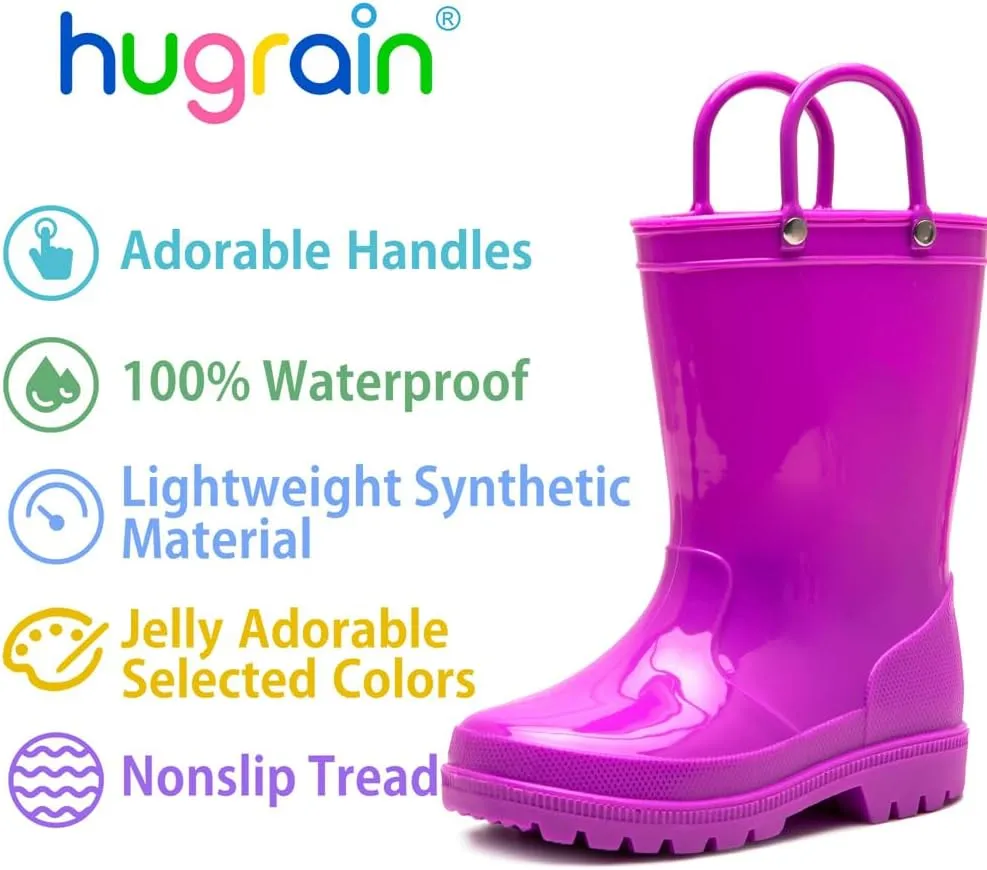 HugRain Toddler Kids Lightweight Adorable Rain Boots