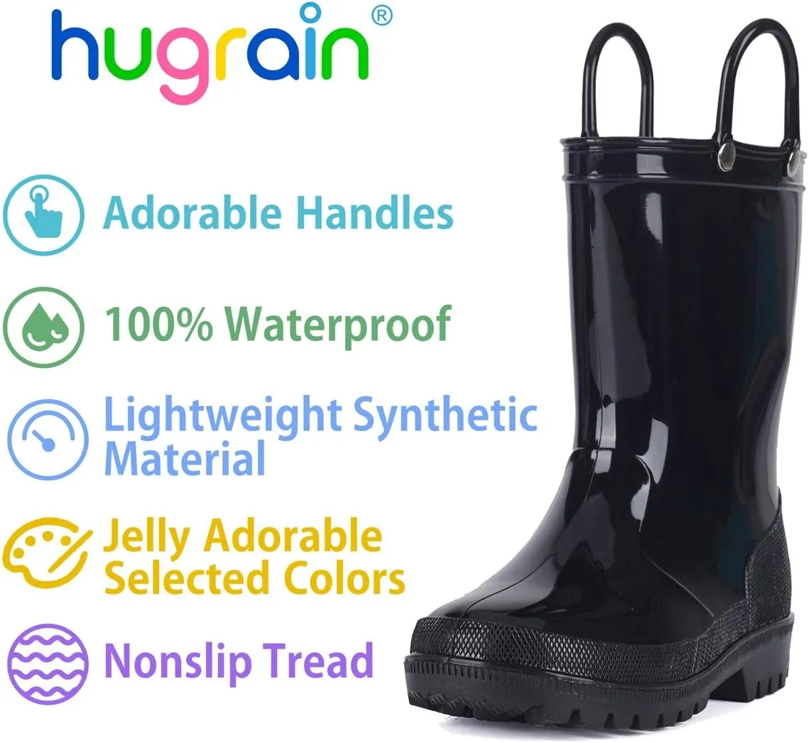 HugRain Toddler Kids Lightweight Adorable Rain Boots