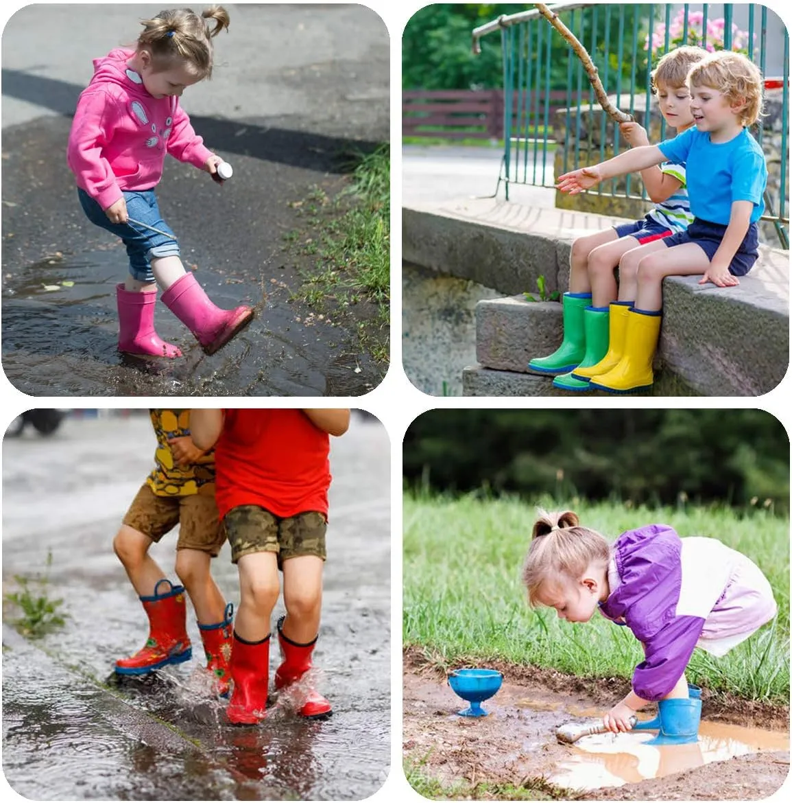 HugRain Toddler Kids Lightweight Adorable Rain Boots