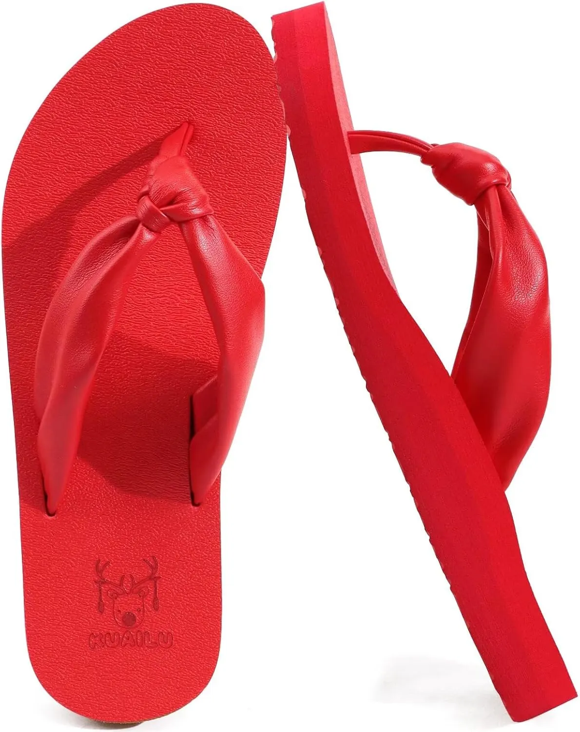 KuaiLu Womens Flip Flops With Arch Support Comfortable Yoga Mat Cushion Thong Leather Sandals for Ladies Fashion Slip On Summer Beach Walking Slides Indoor Outdoor Travel Orthotic Slippers