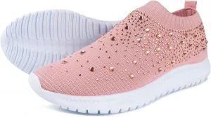 Ladmiple Sneakers For Women White Casual Womens Sneakers Slip On Walking Shoes Breathable Running Shoes Lightweight Mesh Gym Shoes Non Slip Workout Sneakers Shoes
