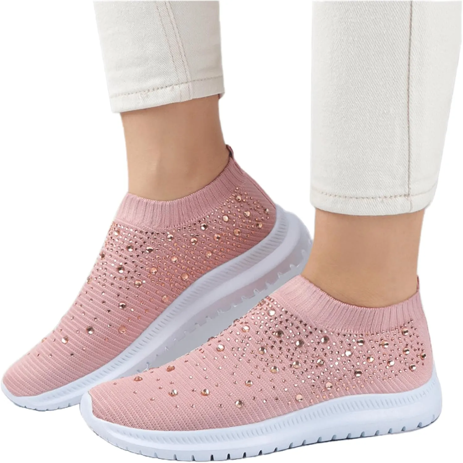 Lausiuoe Running Shoes For Women Arch Support Slip On Walking Shoes Non Slip Breathable Workout Tennis Shoes Sneakers