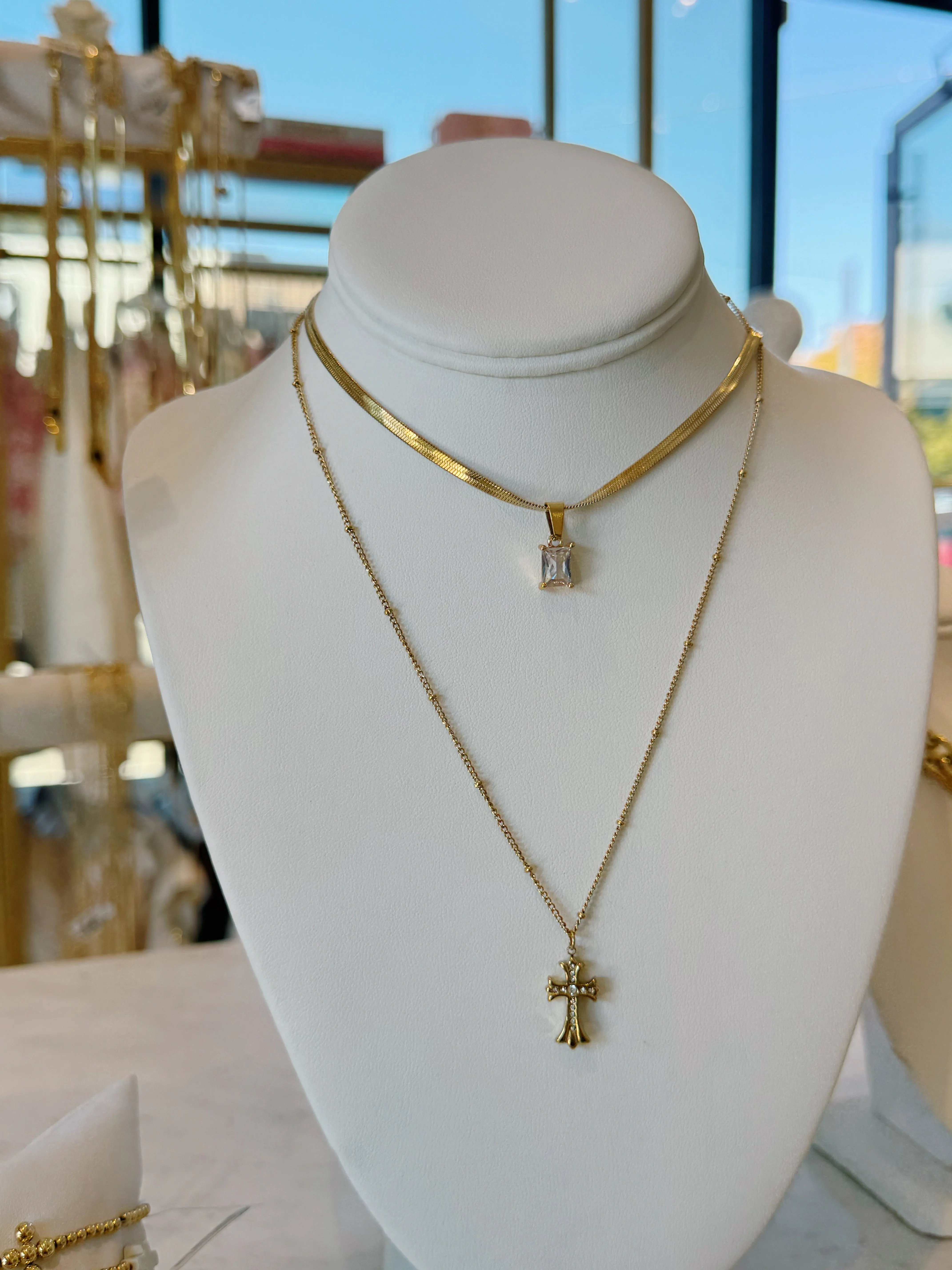 Mary Cross Necklace - Water Resistant