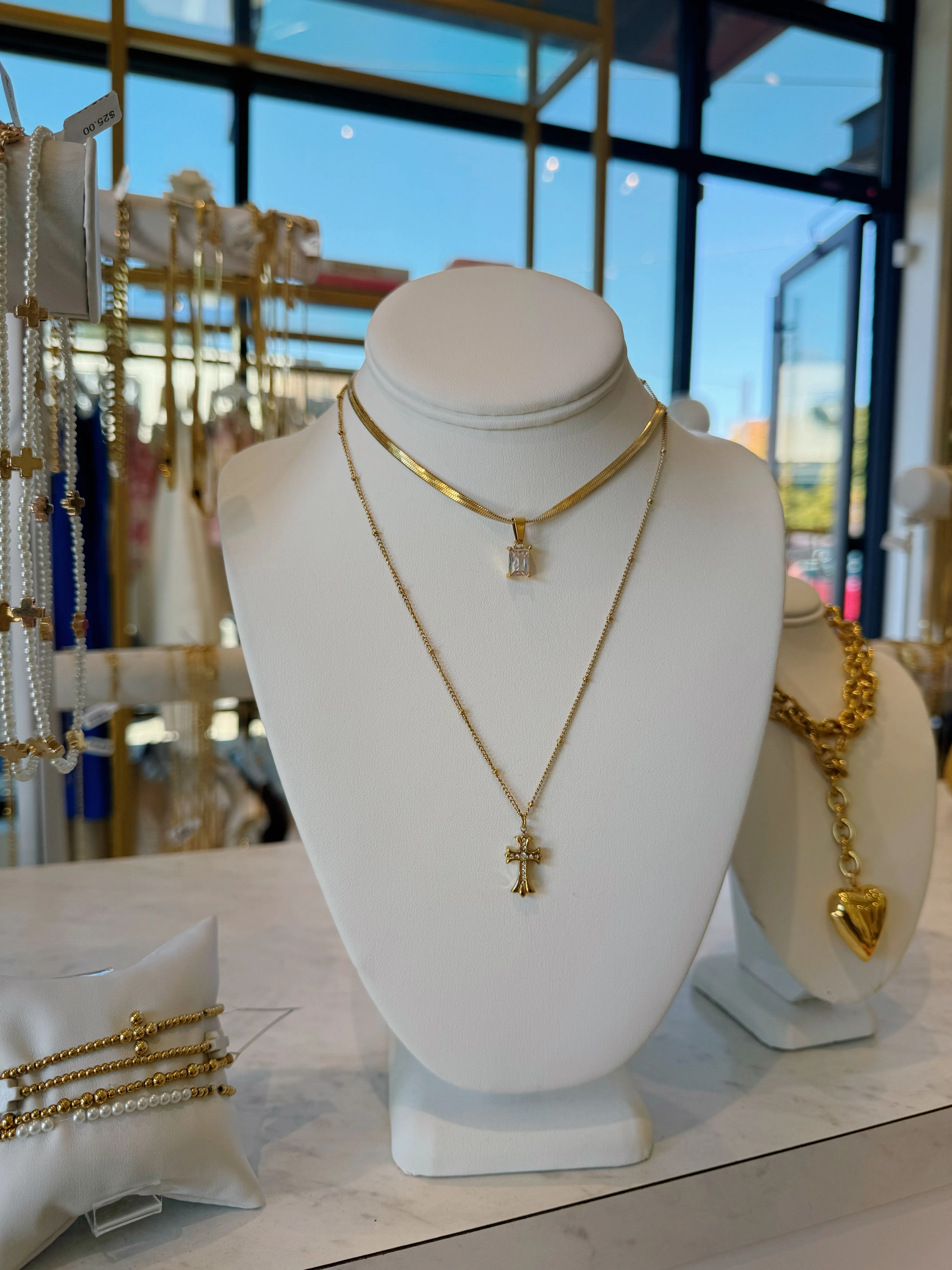 Mary Cross Necklace - Water Resistant