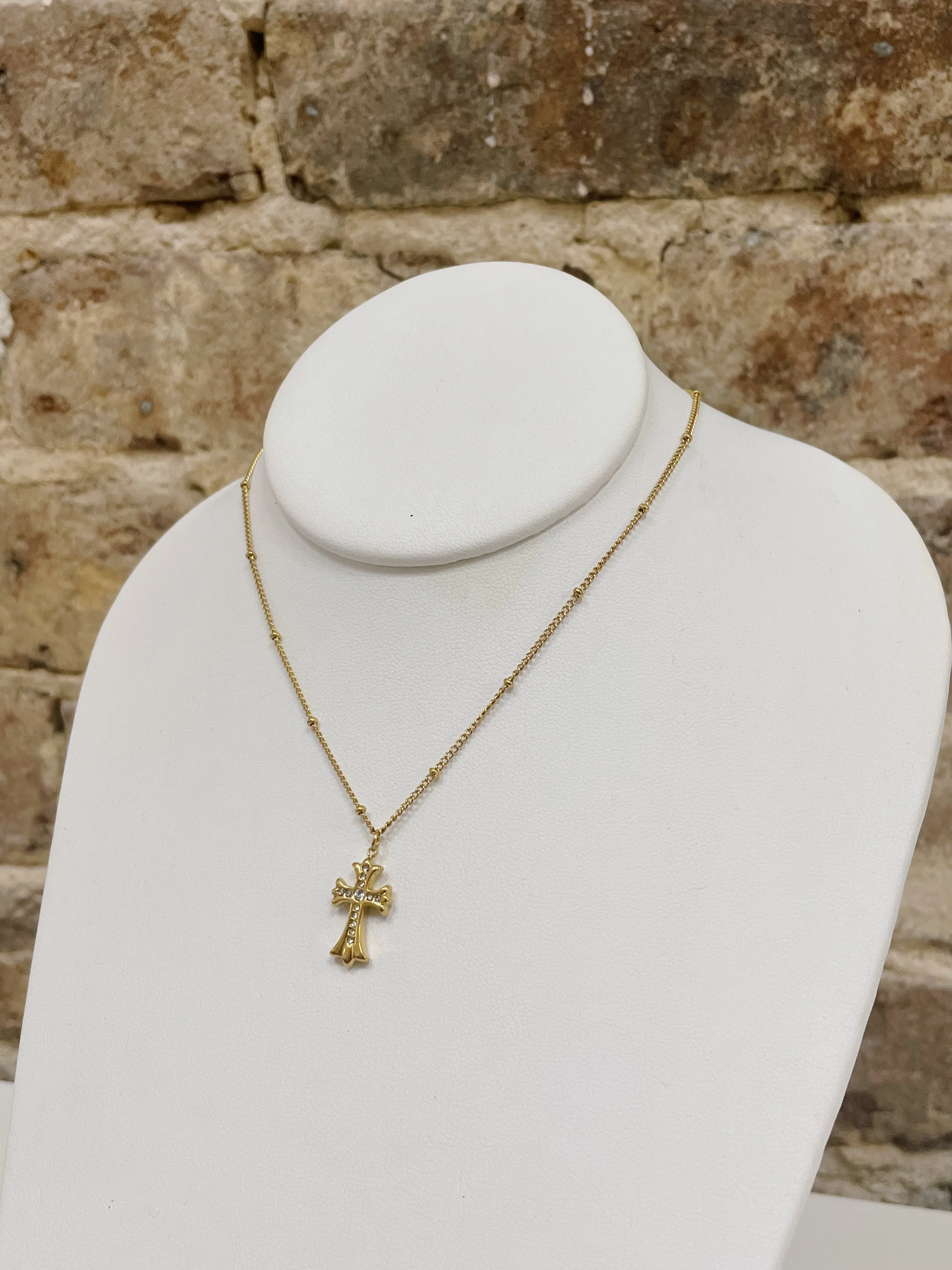 Mary Cross Necklace - Water Resistant