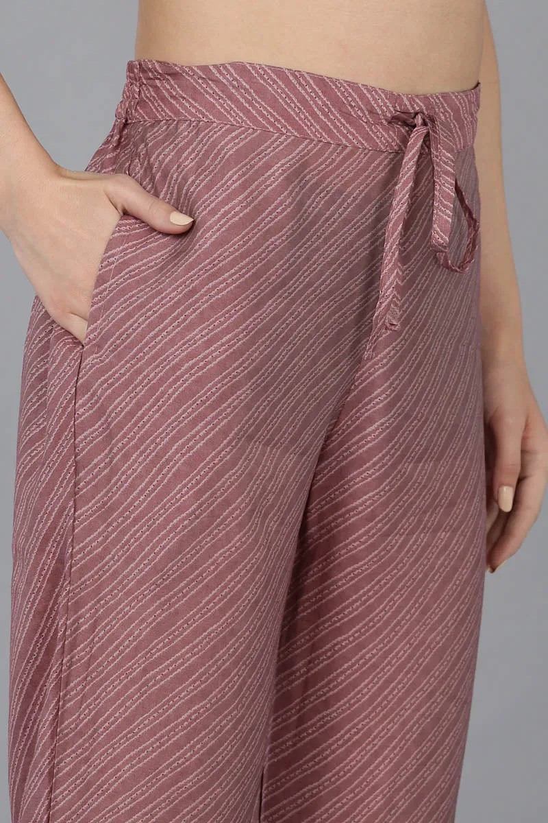 Mauve Silk Blend Ombre Straight Kurta Trousers With Dupatta