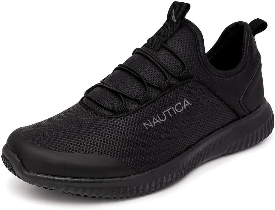 Nautica Slip On Black Non Slip Work Shoes, Safety Water Resistant Chef Kitchen Trabajo Zapatos Restaurant or Food Service Sneakers - Comfortable and Lightweight for Men and Women