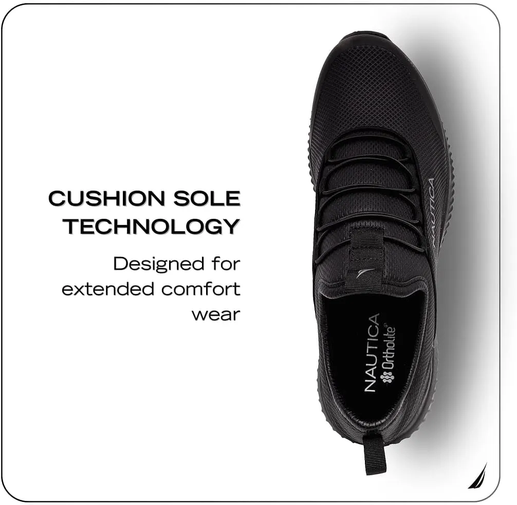 Nautica Slip On Black Non Slip Work Shoes, Safety Water Resistant Chef Kitchen Trabajo Zapatos Restaurant or Food Service Sneakers - Comfortable and Lightweight for Men and Women