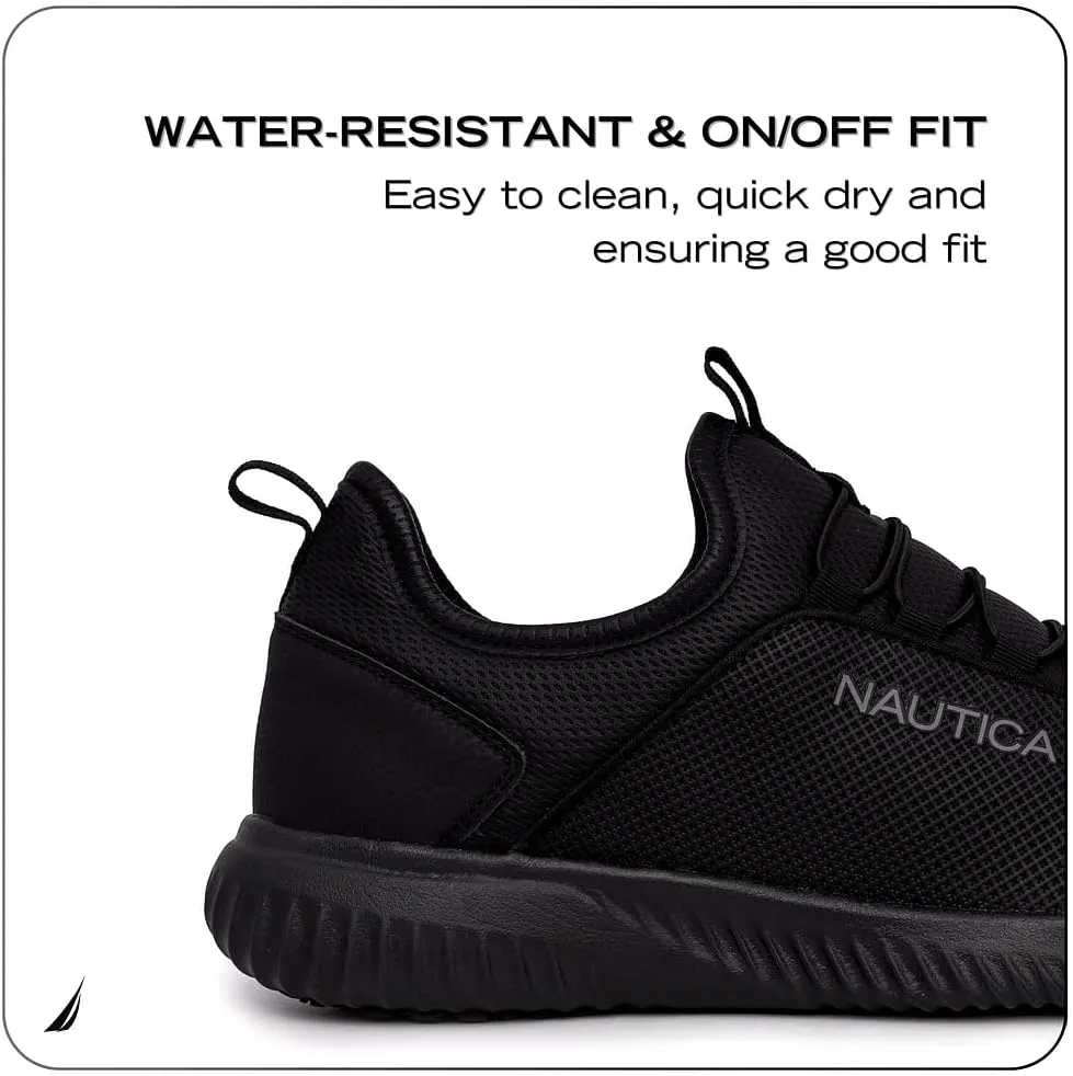 Nautica Slip On Black Non Slip Work Shoes, Safety Water Resistant Chef Kitchen Trabajo Zapatos Restaurant or Food Service Sneakers - Comfortable and Lightweight for Men and Women