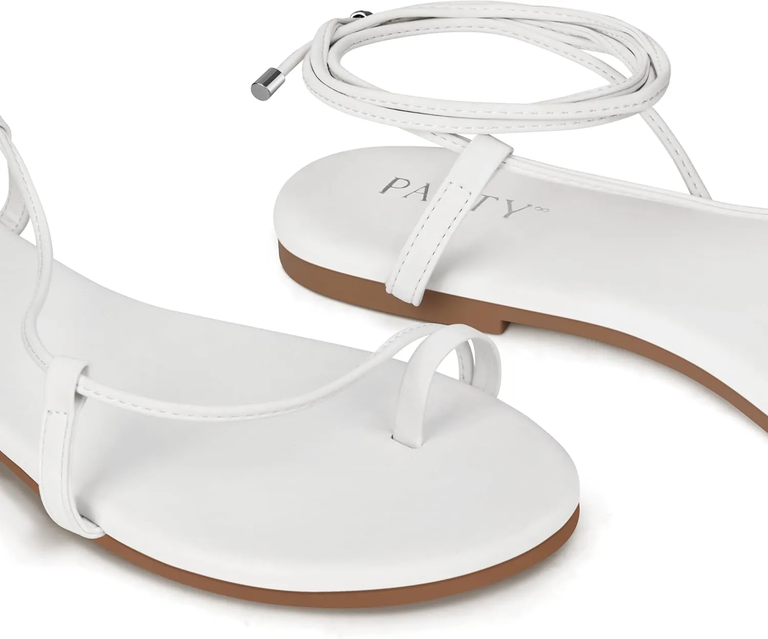 PARTY Women's Strappy Sandals Lace Up Flats Tie Up Shoes Wrap Flip Flop