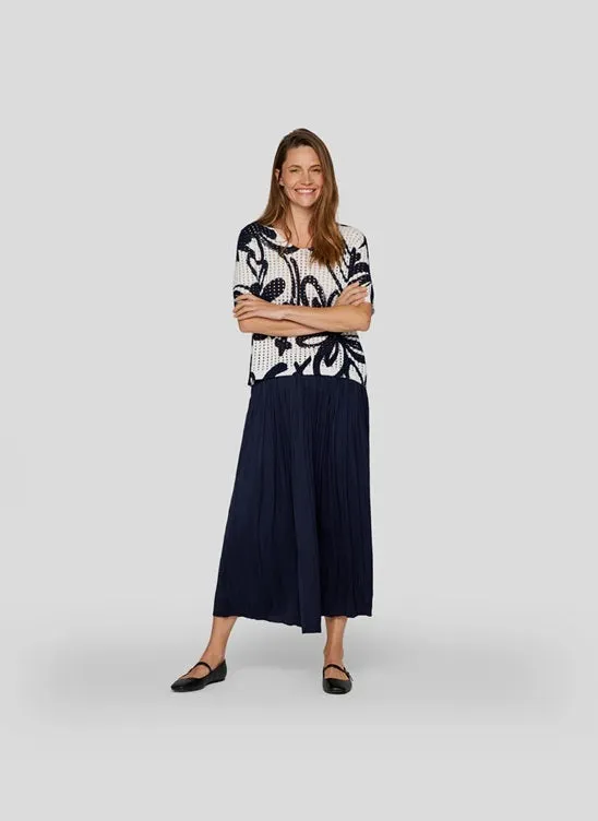 Rabe Pleated Skirt Navy