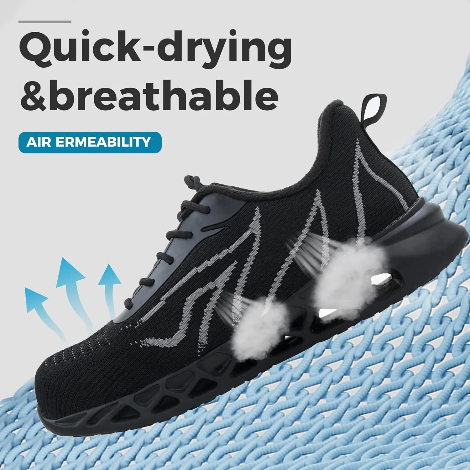 Ultra-Lightweight Steel Toe Shoes Water-Resistant, Slip-Resistant & Puncture-Proof Work Sneakers, Perfect for Construction, Warehouse, and Everyday Casual Wear