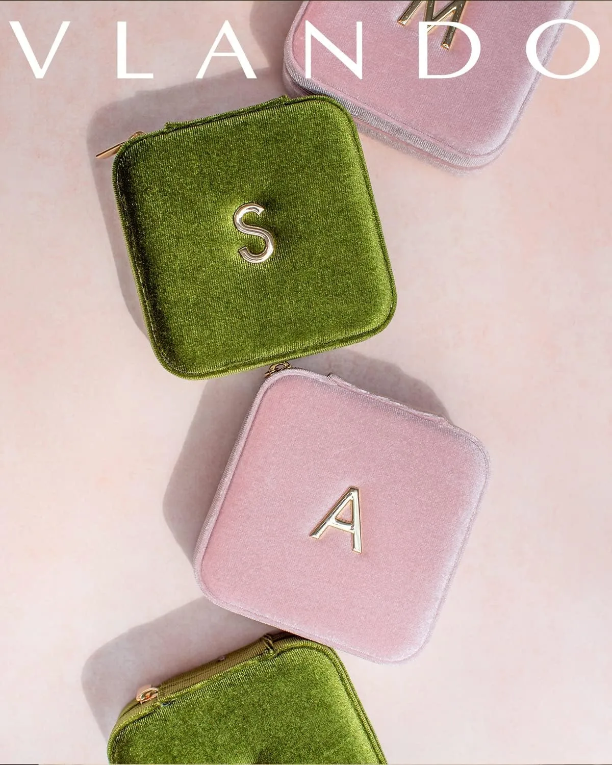 Vlando Travel Essentials for Women Jewelry Box, Travel Accessories for Teen Girl Trendy Stuff, Necklace Organizer Earrings Ring Organizer, Travel Must Have Jewelry Organizer - Letter C, Pink