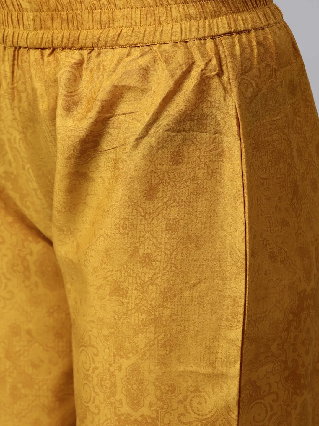 Women Grey & Mustard Printed Kurta Set