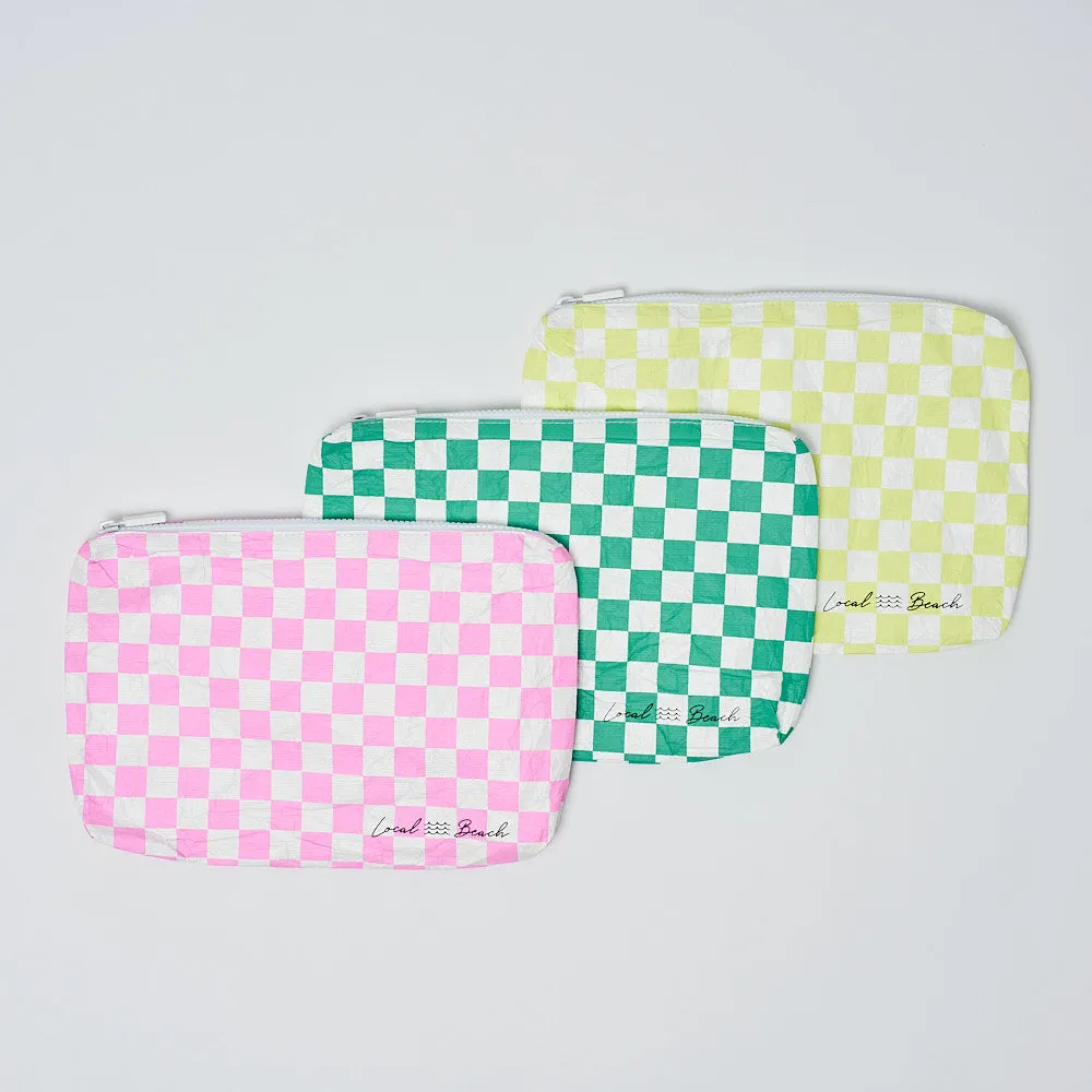 Yellow Checker Water Resistant Pouch